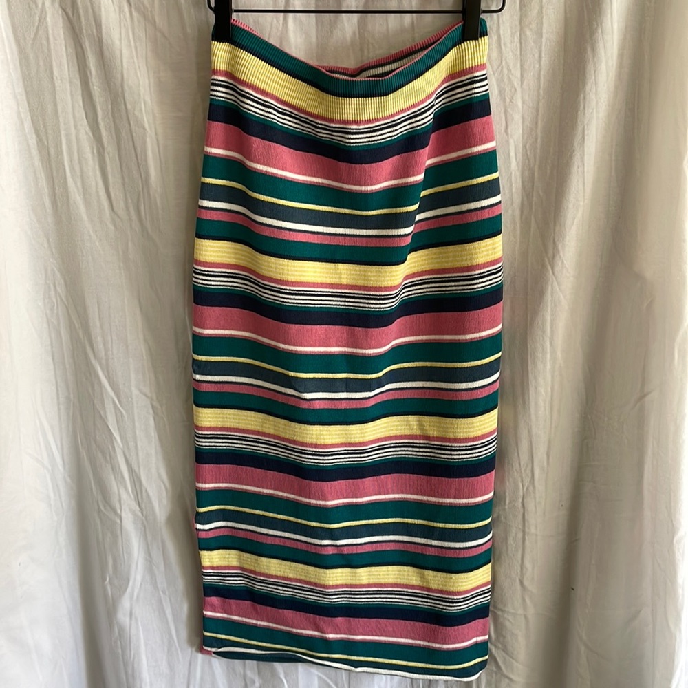 Maeve (Anthropologie) striped midi fitted skirt